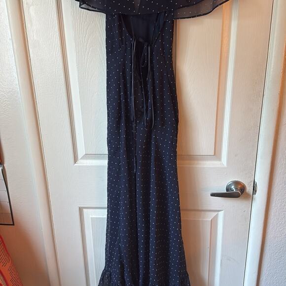 Alexa Chung Navy Polka Dot Chiffon Midi Dress size US 0 - Picture 10 of 15